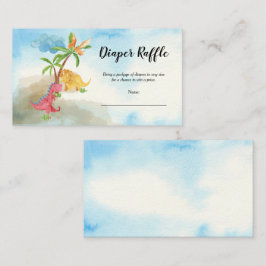 可愛い恐竜遊の赤ちゃんシャワーおむつラッフル エンクロージャーカード
