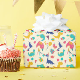 可愛い恐竜3レックス子供の誕生日模様 ラッピングペーパー