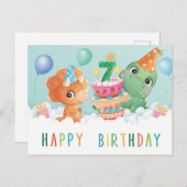 可愛い恐竜7thバースデーカード ポストカード (正面/裏面)