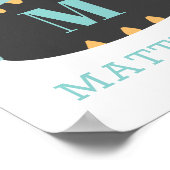 可愛い恐竜。ブルーディノ男の赤ちゃん/子供部屋 ポスター (角)