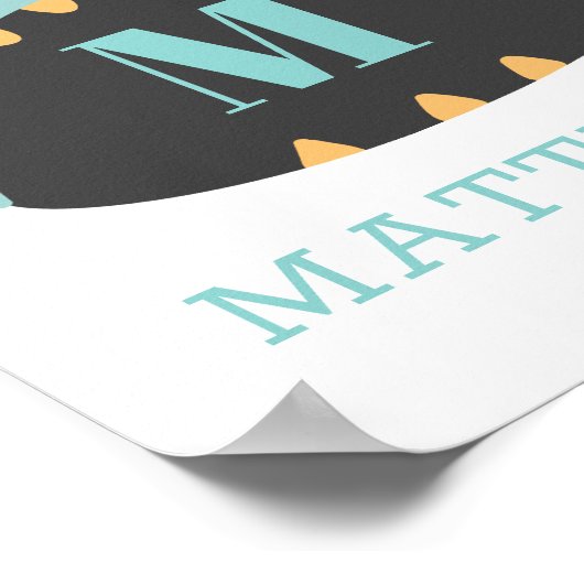 可愛い恐竜。ブルーディノ男の赤ちゃん/子供部屋 ポスター (角)