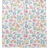 可愛い恐竜、子供の水彩模様。 シャワーカーテン (正面)