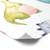 可愛い恐竜、子供の水彩模様。 ポスター (角)