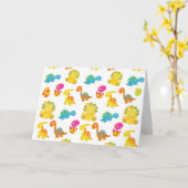 可愛い恐竜、恐竜のパターン、ベビーDino カード (黄色い花)
