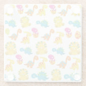 可愛い恐竜、恐竜のパターン、ベビーDino ガラスコースター (裏面)