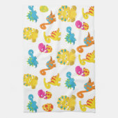 可愛い恐竜、恐竜のパターン、ベビーDino キッチンタオル (縦)