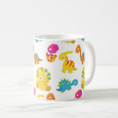 可愛い恐竜、恐竜のパターン、ベビーDino コーヒーマグカップ (正面右)