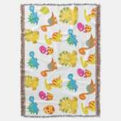 可愛い恐竜、恐竜のパターン、ベビーDino スローブランケット (正面縦)