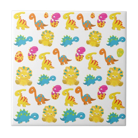 可愛い恐竜、恐竜のパターン、ベビーDino タイル (正面)