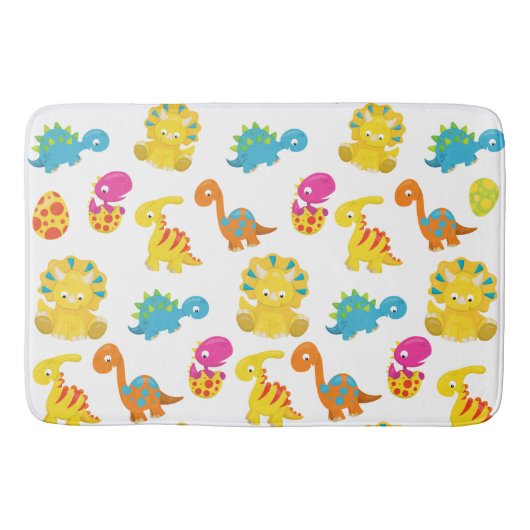 可愛い恐竜、恐竜のパターン、ベビーDino バスマット (正面)