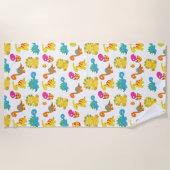 可愛い恐竜、恐竜のパターン、ベビーDino ビーチタオル (正面)