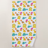 可愛い恐竜、恐竜のパターン、ベビーDino ビーチタオル (正面)