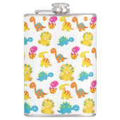 可愛い恐竜、恐竜のパターン、ベビーDino フラスク (正面)