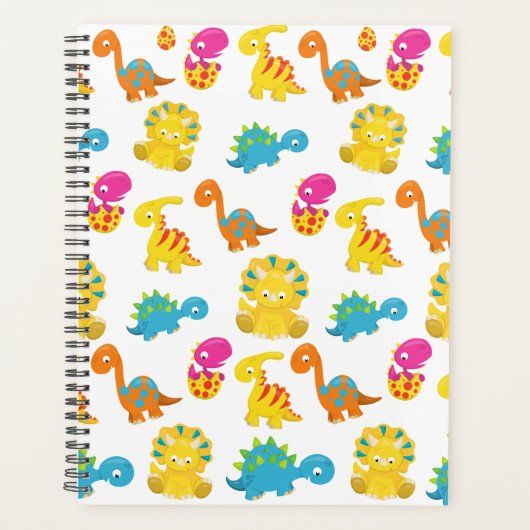 可愛い恐竜、恐竜のパターン、ベビーDino プランナー手帳 (正面)