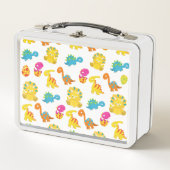 可愛い恐竜、恐竜のパターン、ベビーDino メタルランチボックス (正面)