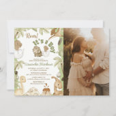 可愛い恐竜「男の子だ」赤ちゃんシャワー写真 招待状 (正面)