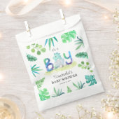 可愛い恐竜「男の子」の赤ちゃんシャワー フェイバーバッグ (クリップ留めされた状態)