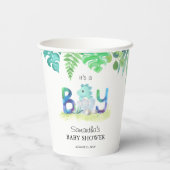 可愛い恐竜「男の子」の赤ちゃんシャワー 紙コップ (裏面)