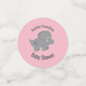 可愛い恐竜 |赤ちゃんシャワーピンク コンフェッティ (スモール正面)