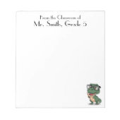 可愛い恐竜&鉛筆，先生鑑賞，カスタム ノートパッド (正面)