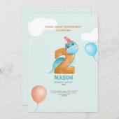 可愛い恐竜rar 2誕生日の子供の招待 招待状 (正面/裏面)