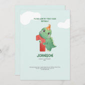 可愛い恐竜rawrパーティー1歳の誕生日の招待状 シーズンカード (正面/裏面)