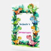 可愛い恐竜Tレックス誕生日バルーンパーティー歓迎 アクリルサイン (傾斜)