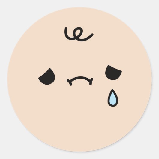 可愛い悲しい顔と涙のドードル ラウンドシール (正面)