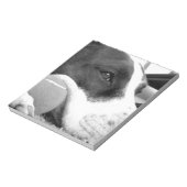 可愛い悲しそうな表情のピットブル犬の白黒とボール ノートパッド (回転)