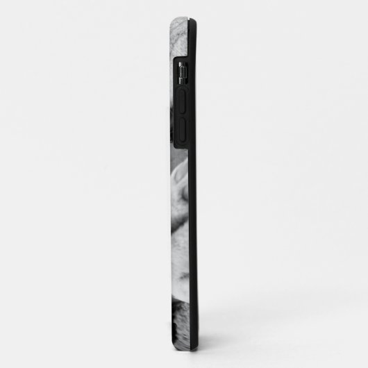 可愛い悲しそうな表情のピットブル犬の白黒とボール Case-Mate iPhoneケース (裏面/左)