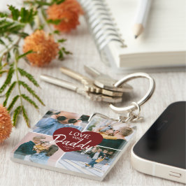 可愛い愛あなた'パパ'カスタムフォトコラージュハート キーホルダー