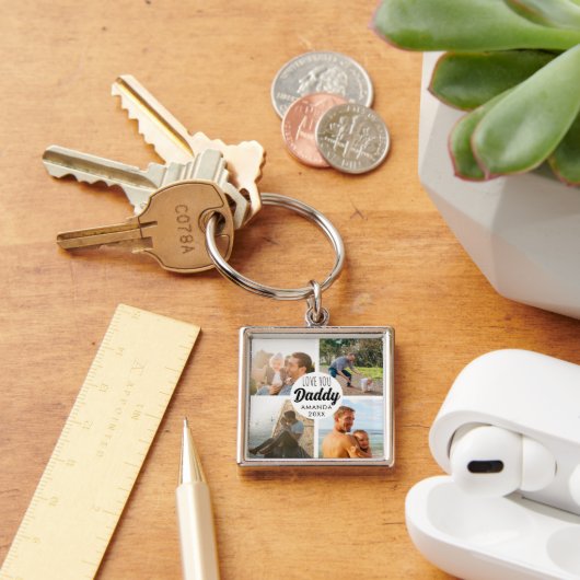 可愛い愛あなた'パパ'カスタムフォトコラージュ キーホルダー (デスク)