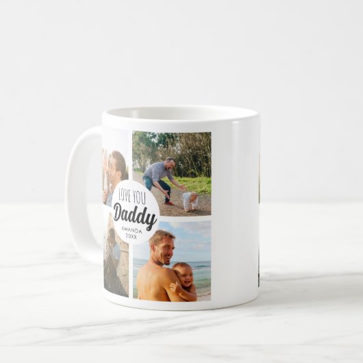 可愛い愛あなた'パパ'カスタムフォトコラージュ コーヒーマグカップ (正面左)