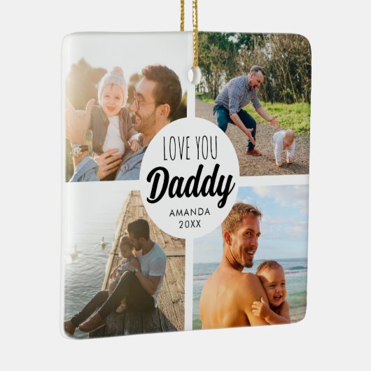 可愛い愛あなた'パパ'カスタムフォトコラージュ セラミックオーナメント (右)