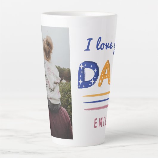 可愛い愛あなたパパカラフルタイポグラフィ写真 カフェラテマグ (正面)