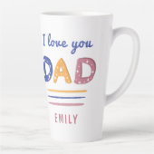 可愛い愛あなたパパカラフルタイポグラフィ写真 カフェラテマグ (右)