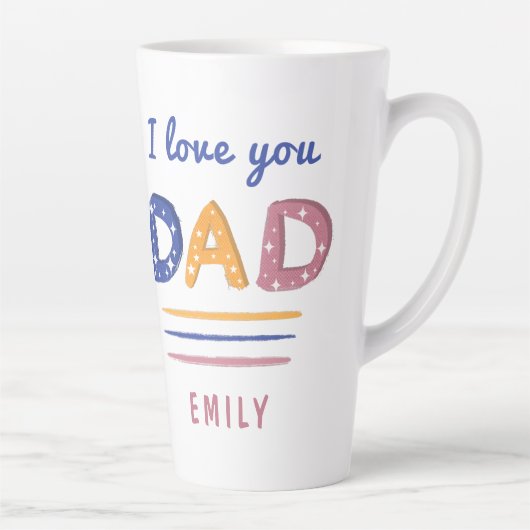 可愛い愛あなたパパカラフルタイポグラフィ写真 カフェラテマグ (右)