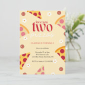 可愛い愛あなた2つのピザ2番目の誕生日パーティー 招待状 (スタンド正面)