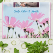 可愛い愛おばあちゃんピンクの花写真 キッチンタオル (折り畳み)