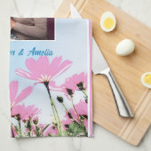 可愛い愛おばあちゃんピンクの花写真 キッチンタオル (四つ折り)