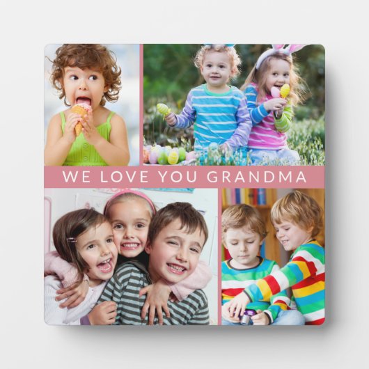 可愛い愛おばあちゃん4フォトコラージピンク フォトプラーク (正面)