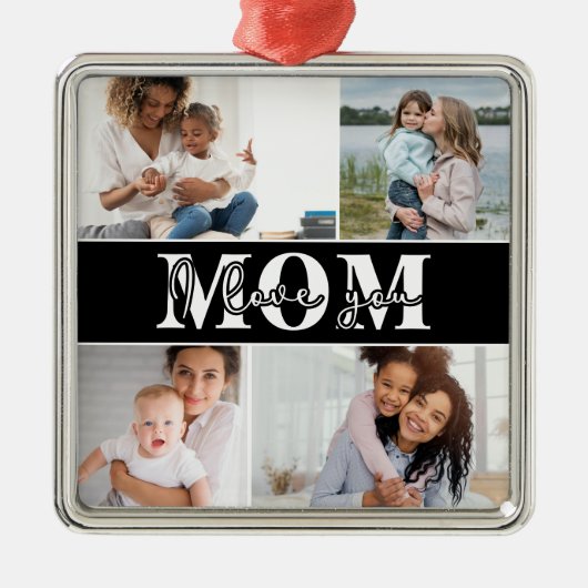 可愛い愛する愛する母の日フォトメタル メタルオーナメント (正面)