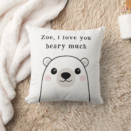 可愛い愛する愛する非常にホッキョクグマの名前をカスタムする クッション (ブランケット)