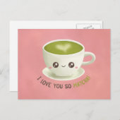 可愛い愛する抹茶パンバレンタインハガキ シーズンポストカード (正面/裏面)