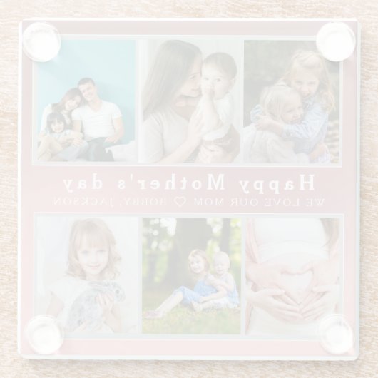 可愛い愛する母さん幸せな母の日フォトコラージュ ガラスコースター (裏面)