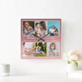 可愛い愛する母さん幸せな母の日フォトコラージュ スクエア壁時計 (ホーム)