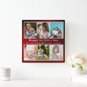 可愛い愛する母さん幸せな母の日フォトコラージュ スクエア壁時計 (ホーム)