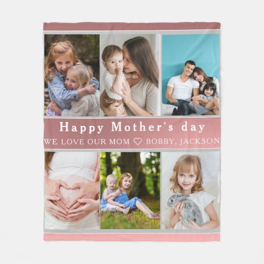 可愛い愛する母さん幸せな母の日フォトコラージュ フリースブランケット (正面)