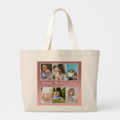 可愛い愛する母さん幸せな母の日フォトコラージュ ラージトートバッグ (裏面)