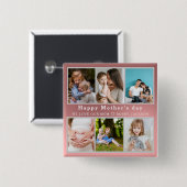 可愛い愛する母さん幸せな母の日フォトコラージュ 缶バッジ (正面&裏面)